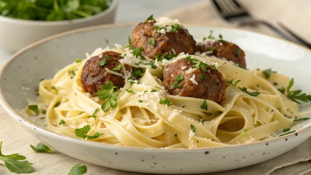 alfredo and meatballs