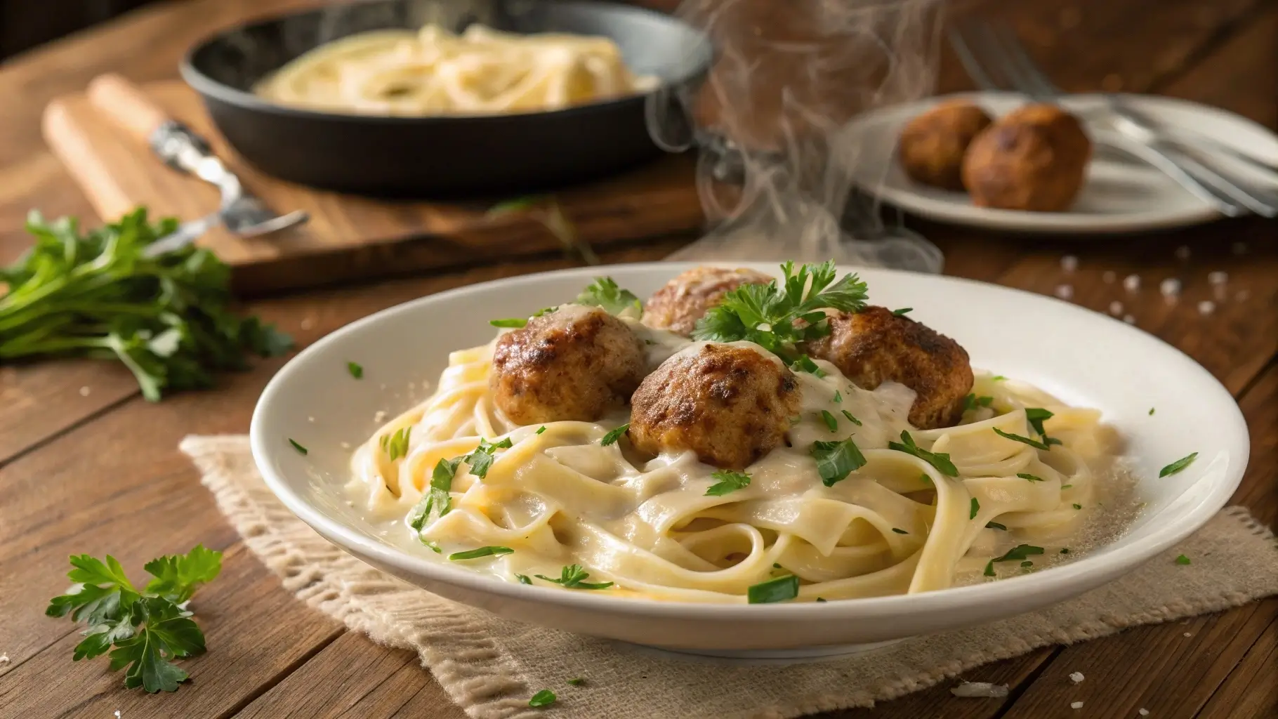 alfredo and meatballs