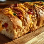 freshly baked garbage bread recipe with cheesy filling