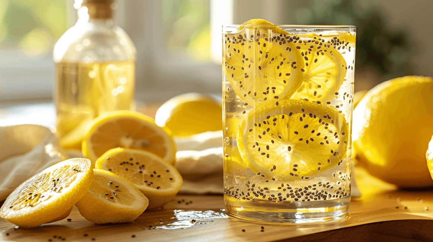 Brazilian Mounjaro recipe drink with chia, lemon, and ACV