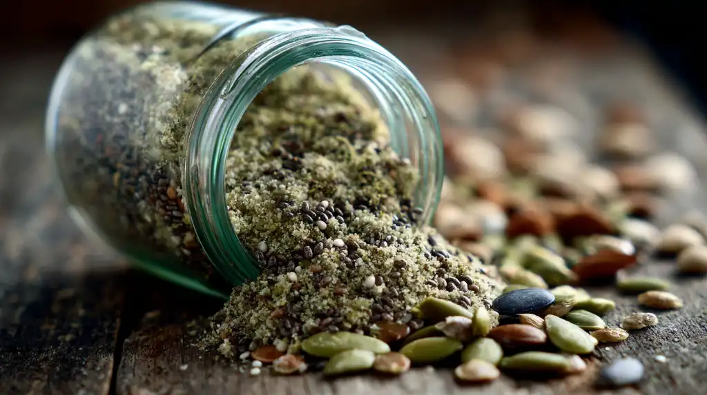 Bariatric seed recipe for weight loss in a glass jar