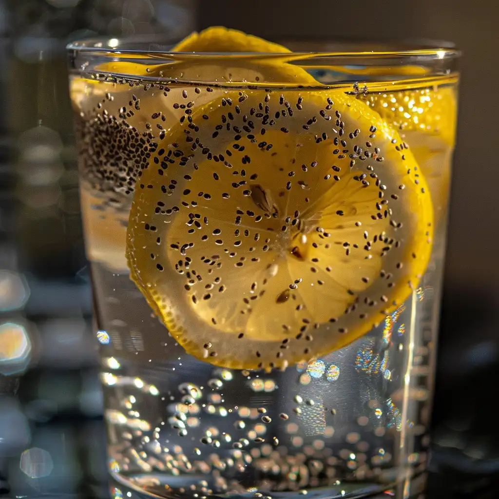 Chia and lemon in natural Ozempic recipe drink