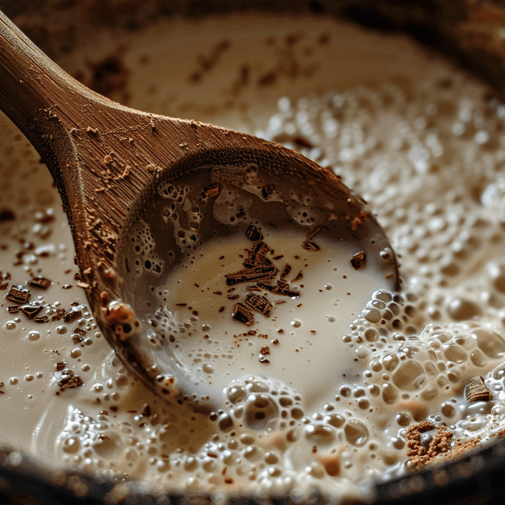 Making Almond Joy creamer recipe in saucepan