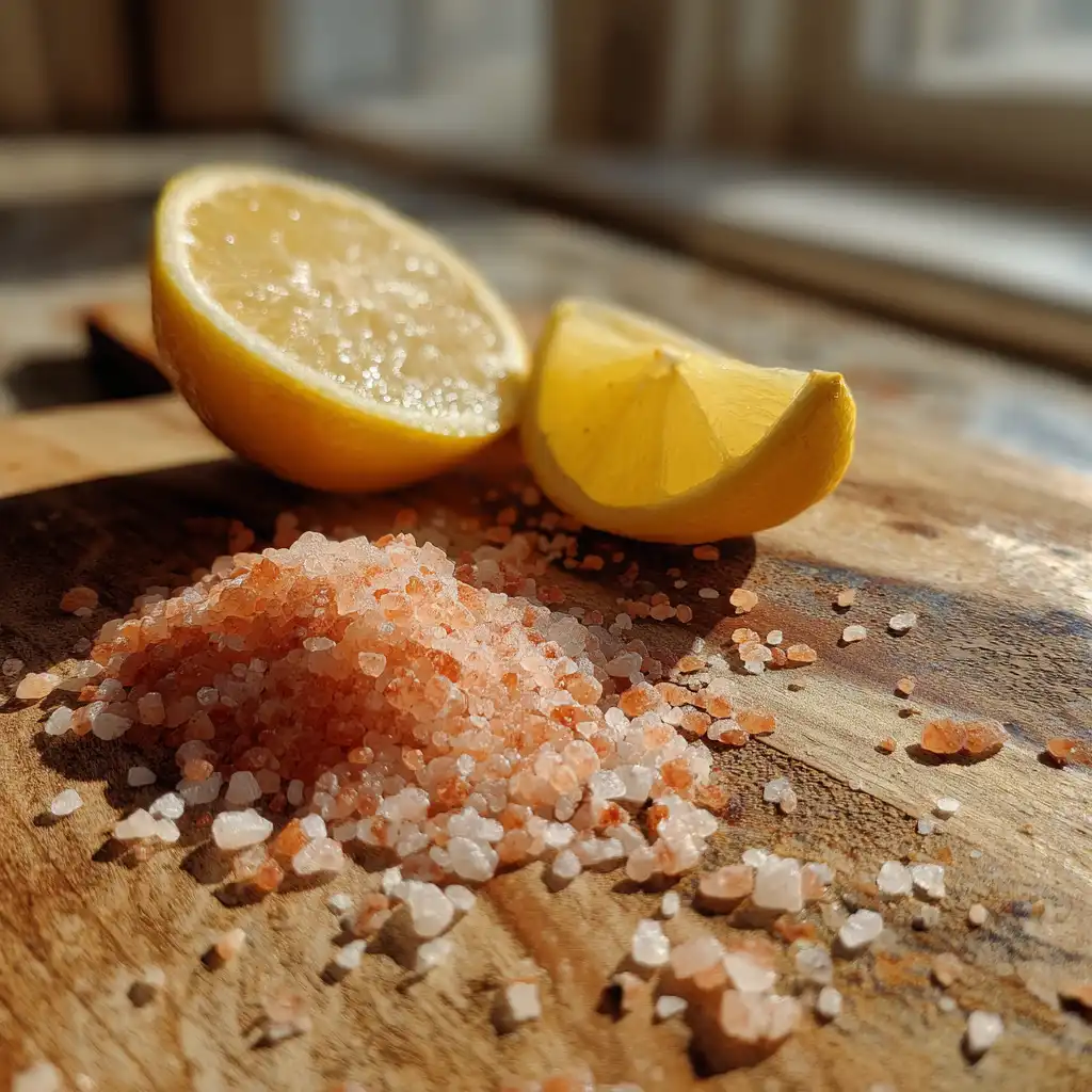 Pink salt and lemon for homemade Mounjaro recipe