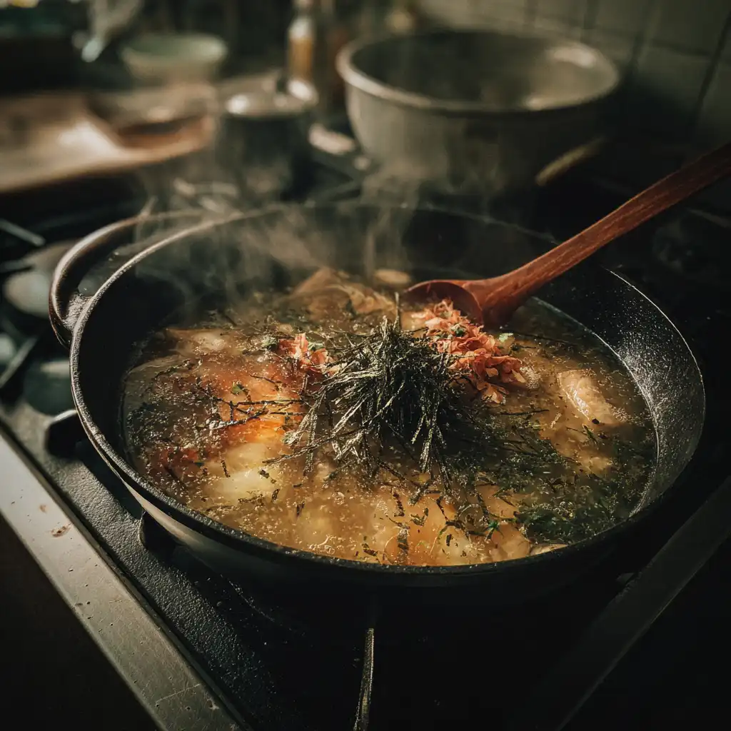 Dashi preparation for Japanese clear soup recipe