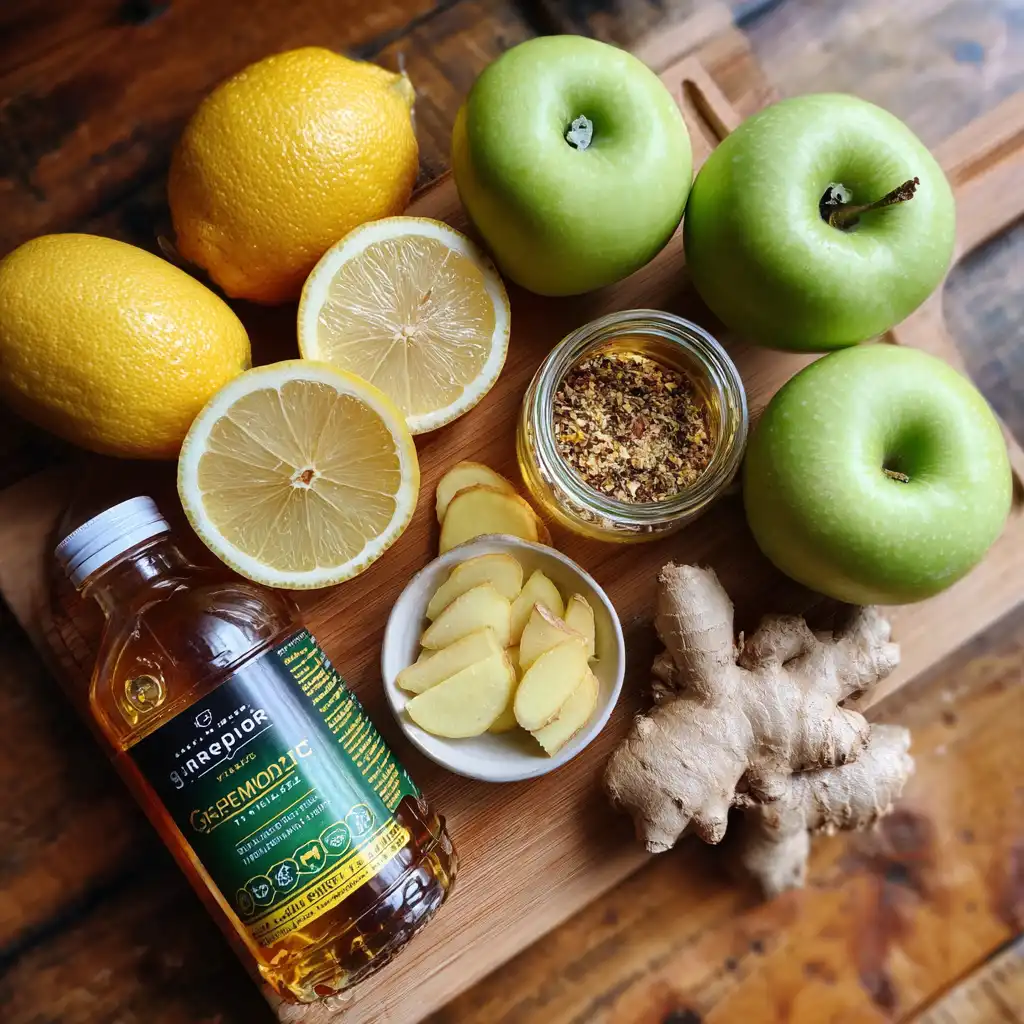 ingredients for natural ozempic juice recipe on kitchen counter