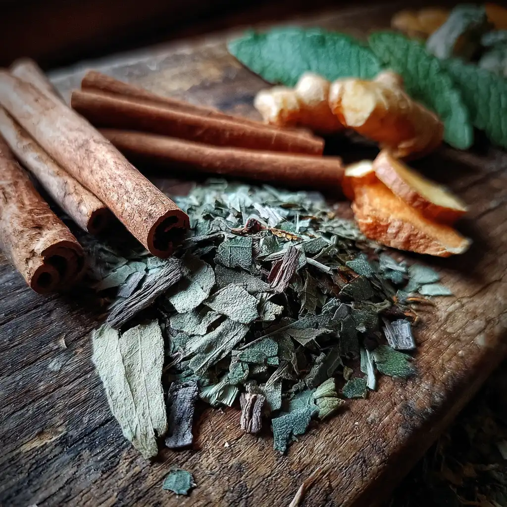 Ingredients for natural ozempic tea recipe laid on counter