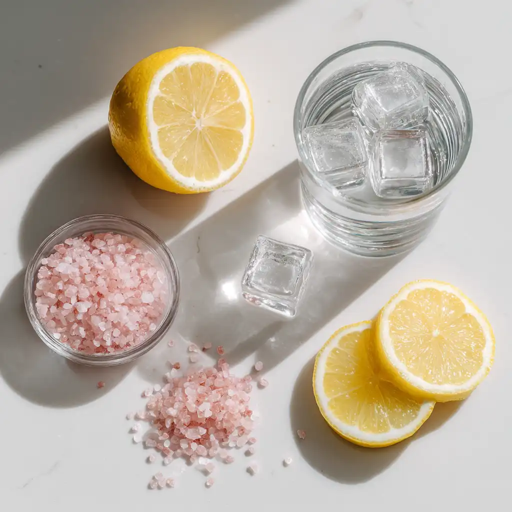 ingredients for japanese pink salt and ice recipe