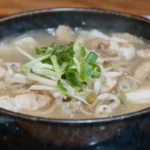 Japanese clear onion soup recipe with scallions and mushrooms